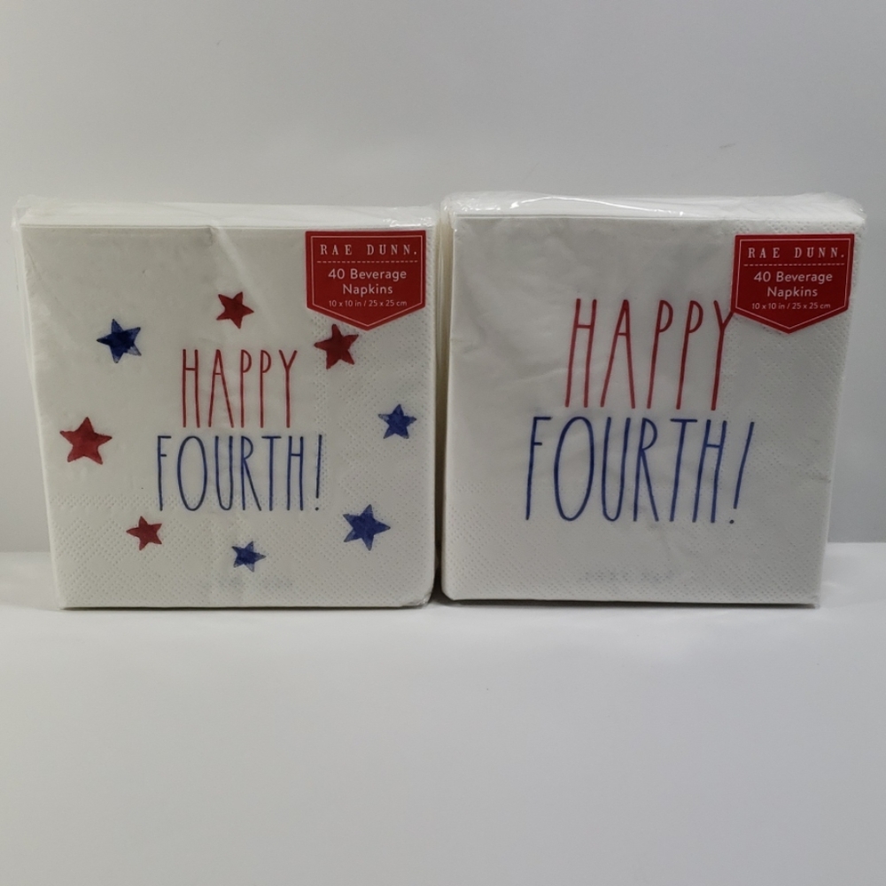 Rae Dunn Happy Fourth Beverage Napkins (2 sets)